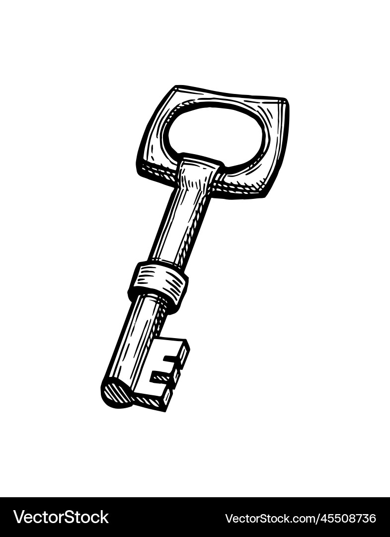 Old key ink sketch Old key ink sketch Vector Image