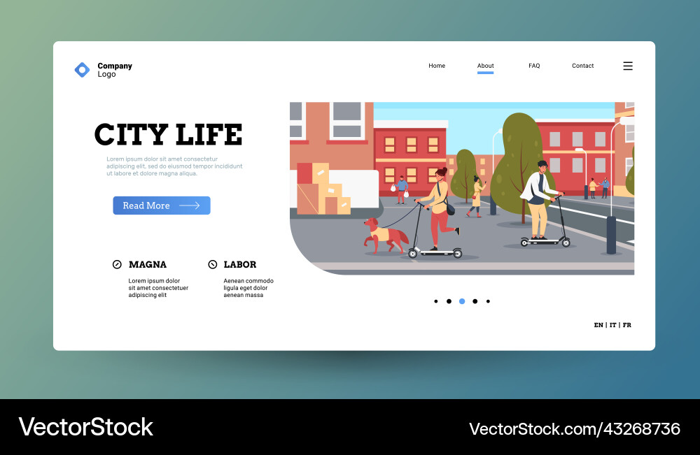 People on scooter landing homepage template