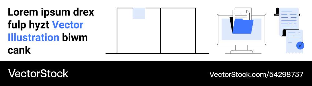 Blue folder management concept with computer Blue folder management concept with computer vector image
