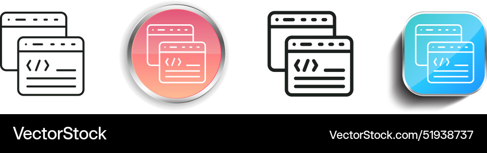 Browser icon thin linear regular and button style Vector Image