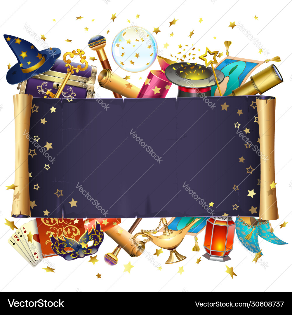 Magic Scroll with Stars vector image