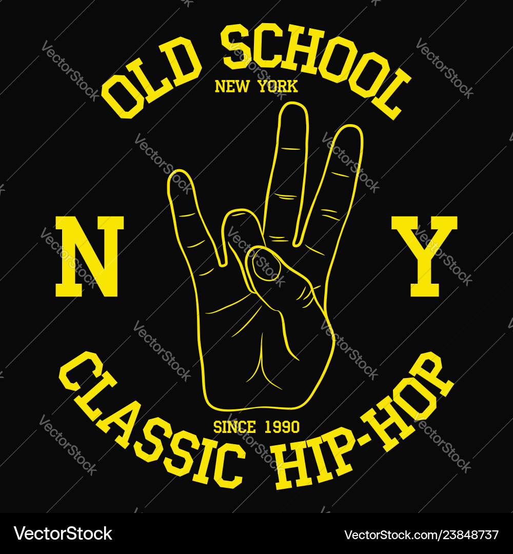 New york print for t-shirt with east coast hand New york print for t-shirt with east coast hand vector image