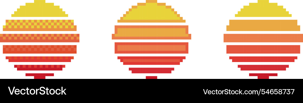 Pixel art eggs with gradient patterns vector image