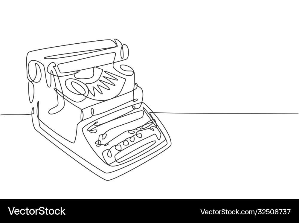 Retro Typewriter Line Art vector image