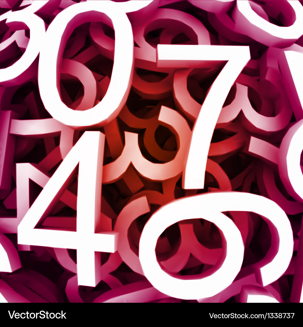 Set of digital numbers red background vector image