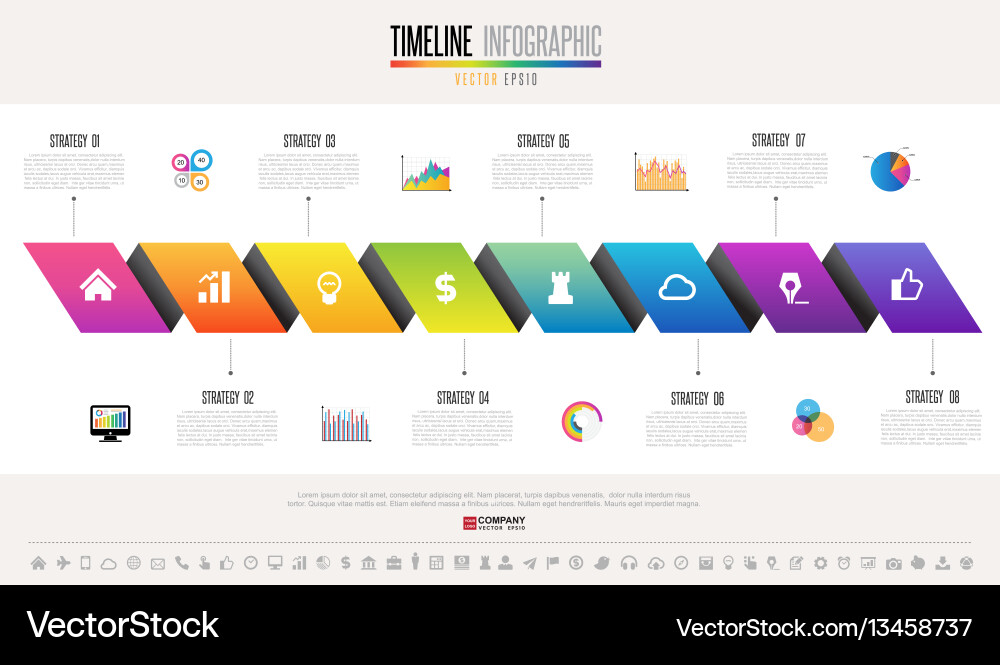Timeline infographics design template Royalty Free Vector