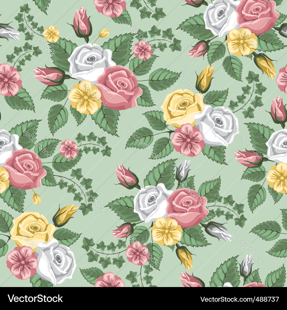 Vintage Rose Seamless Pattern vector image
