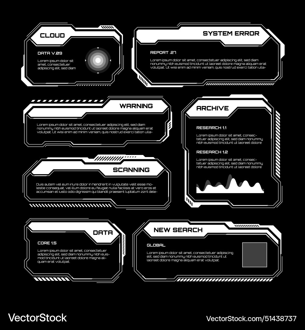 White futuristic hud ui elements sci-fi user White futuristic hud ui elements sci-fi user vector image