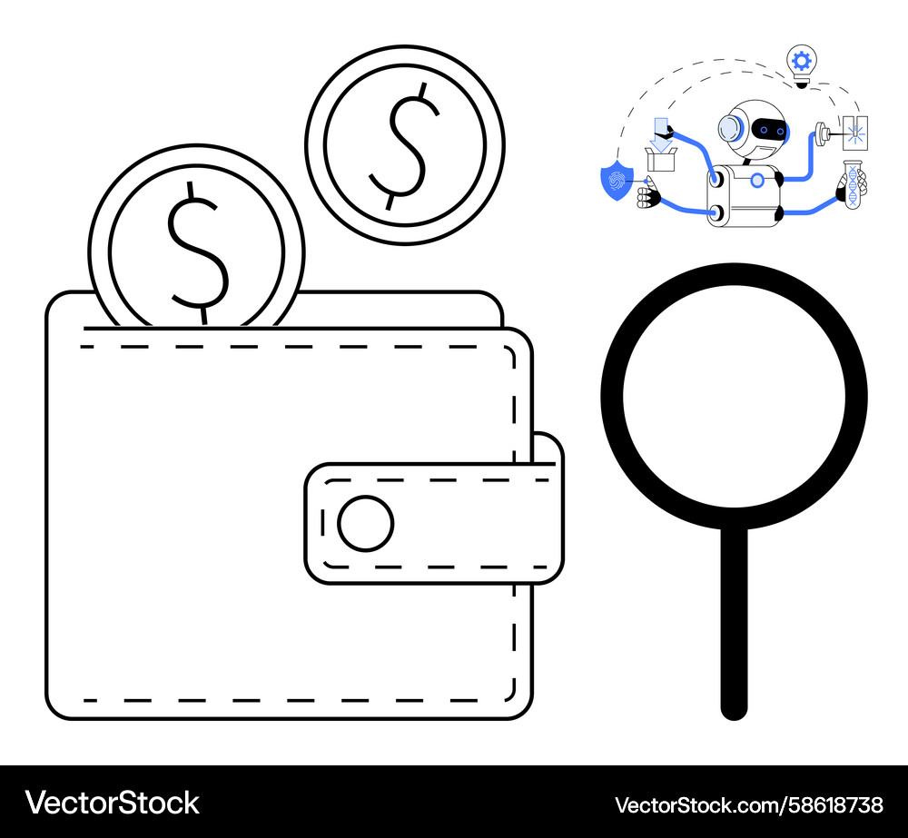 Automated financial analysis with ai wallet Automated financial analysis with ai wallet Vector Image