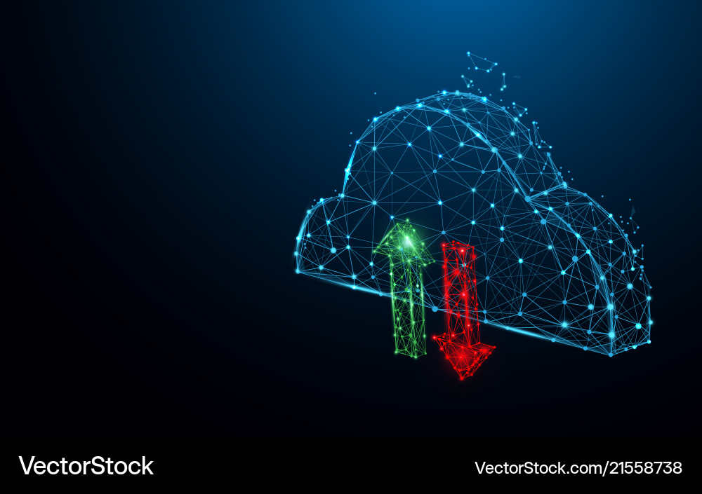 Cloud data storage icon form lines and particle vector image