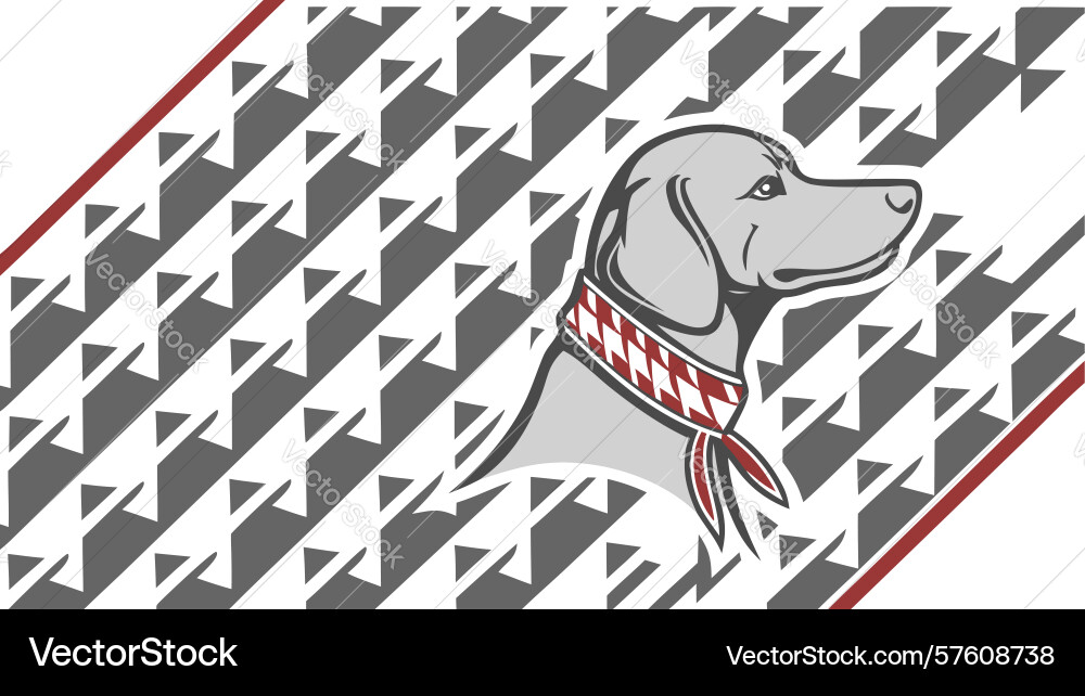Houndstooth pattern background with dog motif vector image