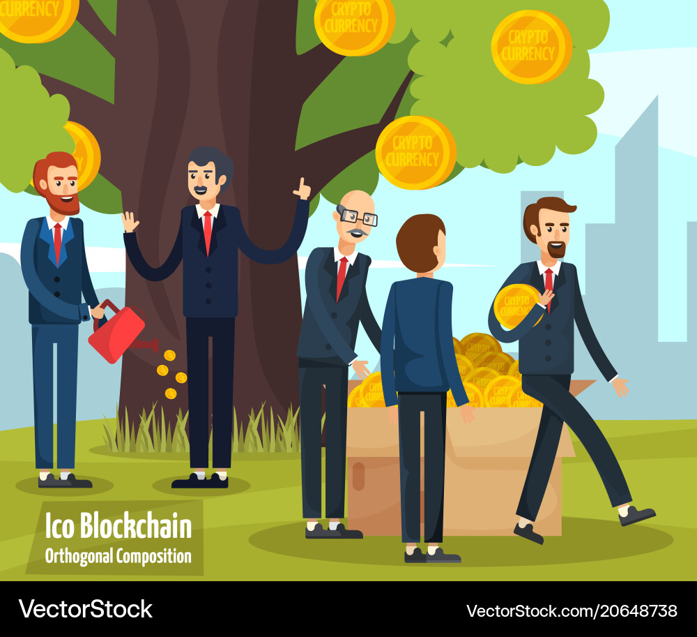 Ico blockchain orthogonal composition Ico blockchain orthogonal composition vector image