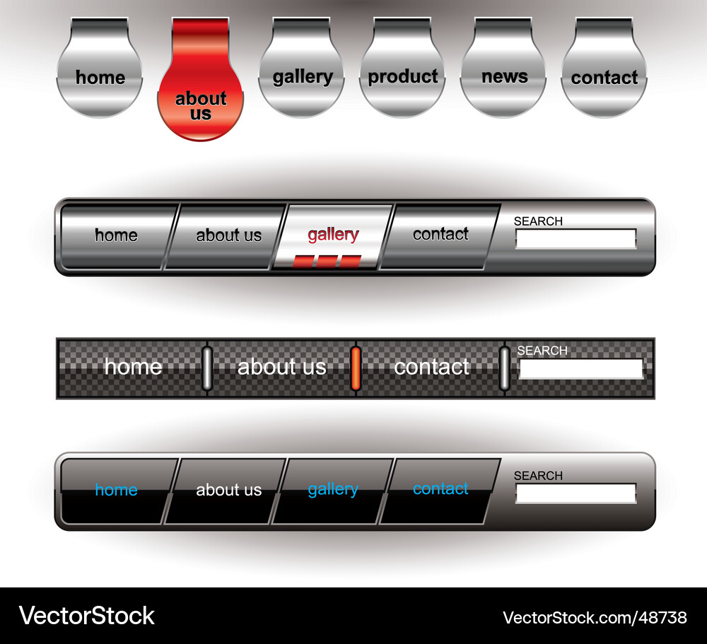 Metallic Website Buttons Vector Image