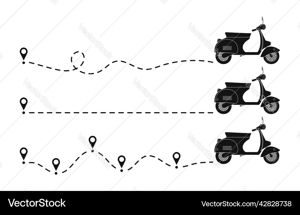 Moped icon dotted line path with start point Vector Image