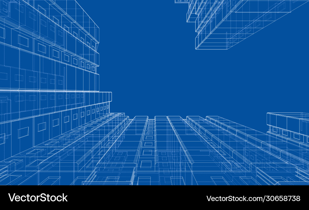 Wire-frame model a multi-storey building Wire-frame model a multi-storey building Vector Image