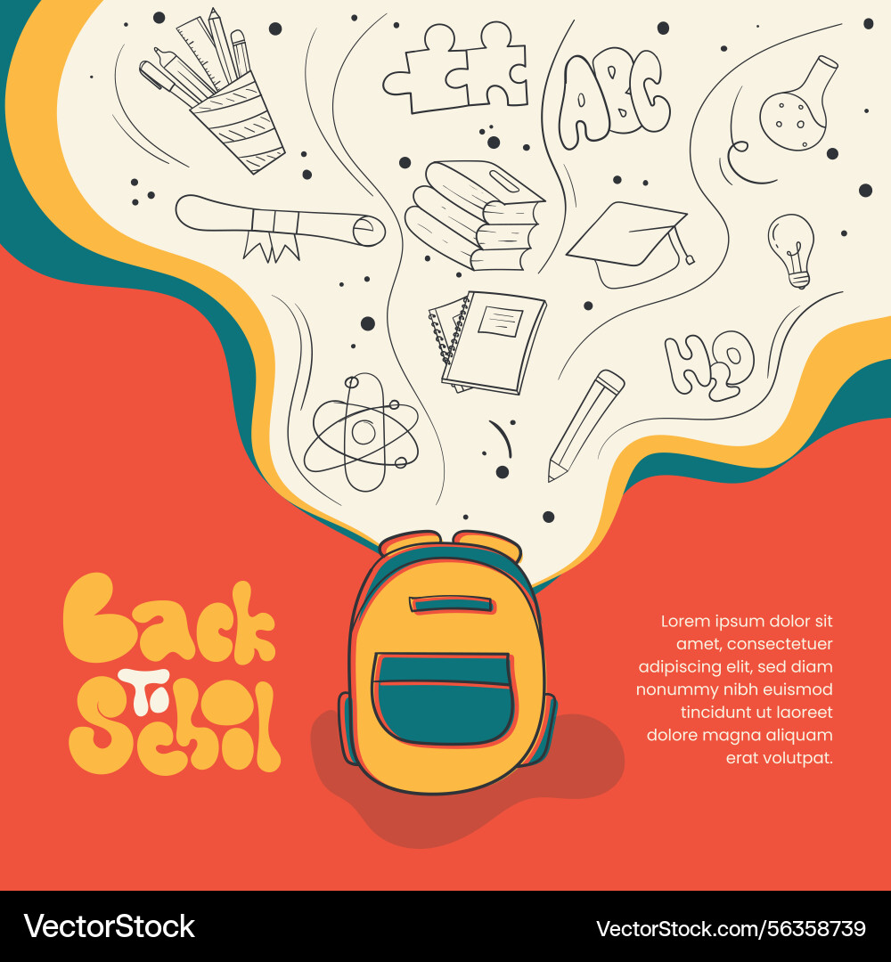 Back to school template with stationery icon out Back to school template with stationery icon out Vector Image