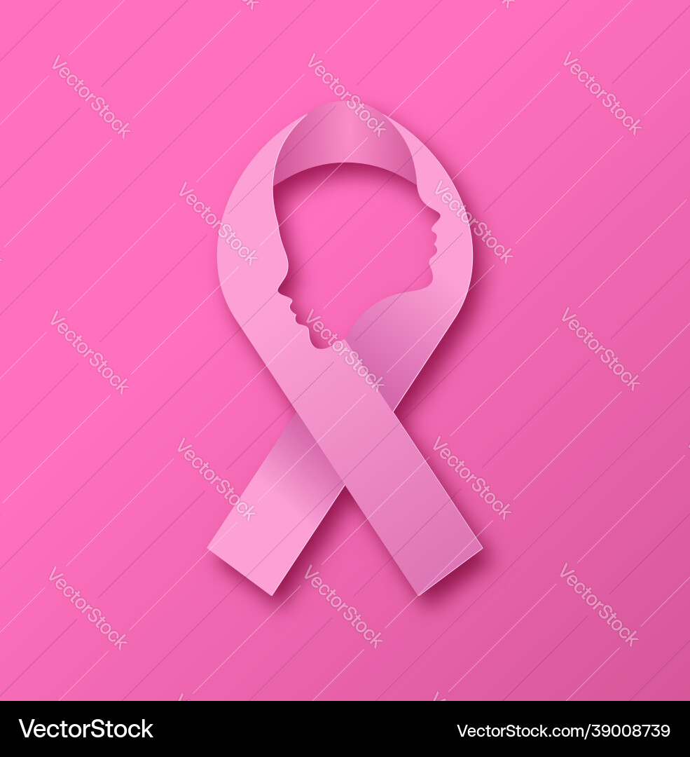 Brustkrebs rosa Papierschnitt Frau Band isoliert Brustkrebs rosa Papierschnitt Frau Band isoliert vektorbild