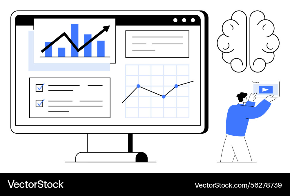 Data analysis with interactive dashboard and ai Data analysis with interactive dashboard and ai Vector Image