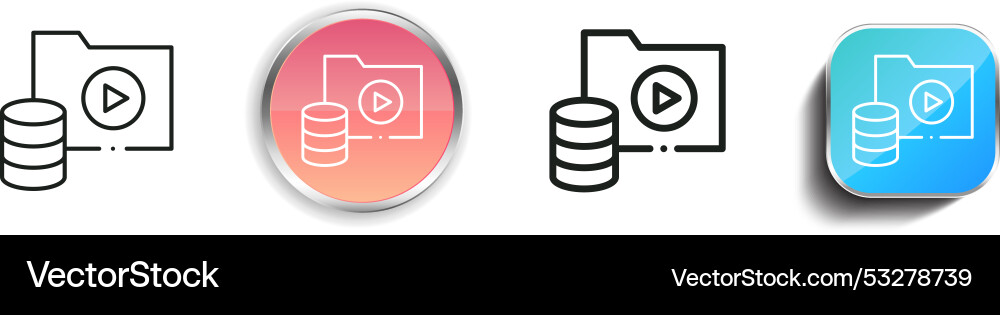 Data storage icon thin linear regular and button vector image