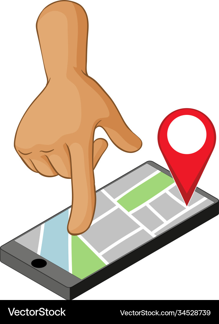 Hand Using Smartphone for Location Search Vector Image