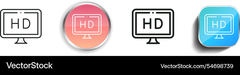 Hd screen icon thin linear regular and button vector image
