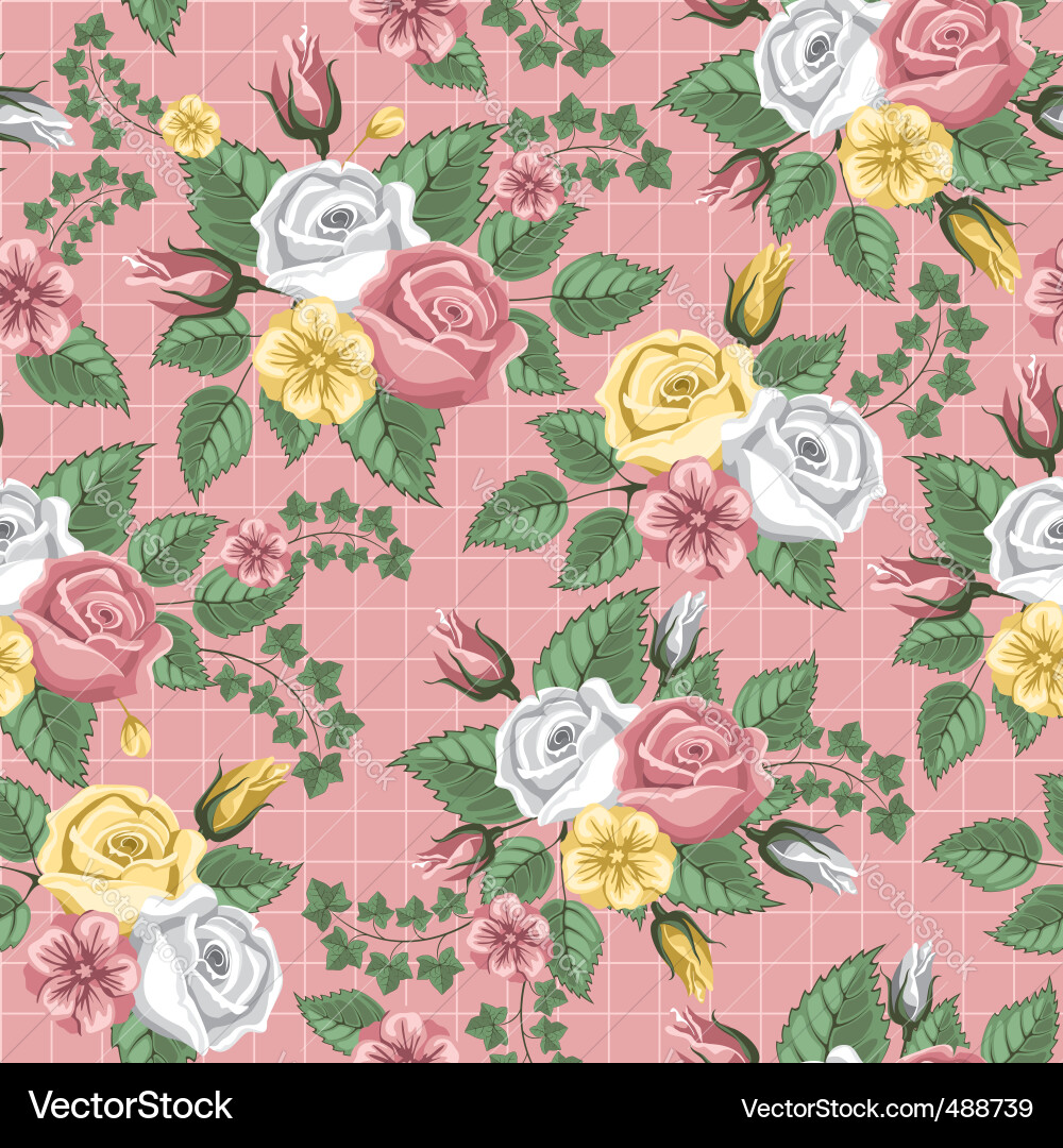Retro flower seamless pattern roses Royalty Free Vector
