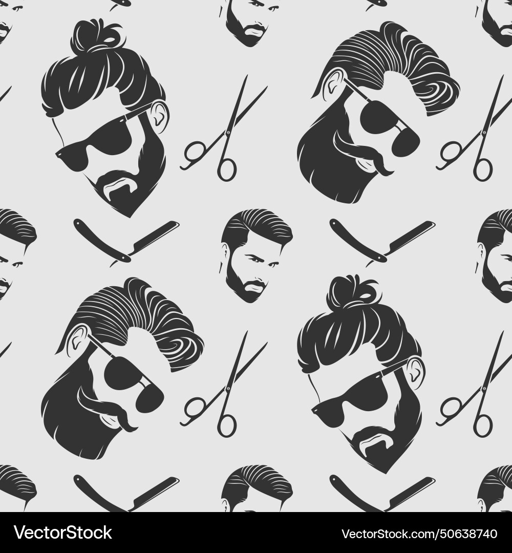 Barbershop seamless pattern with scissors and comb