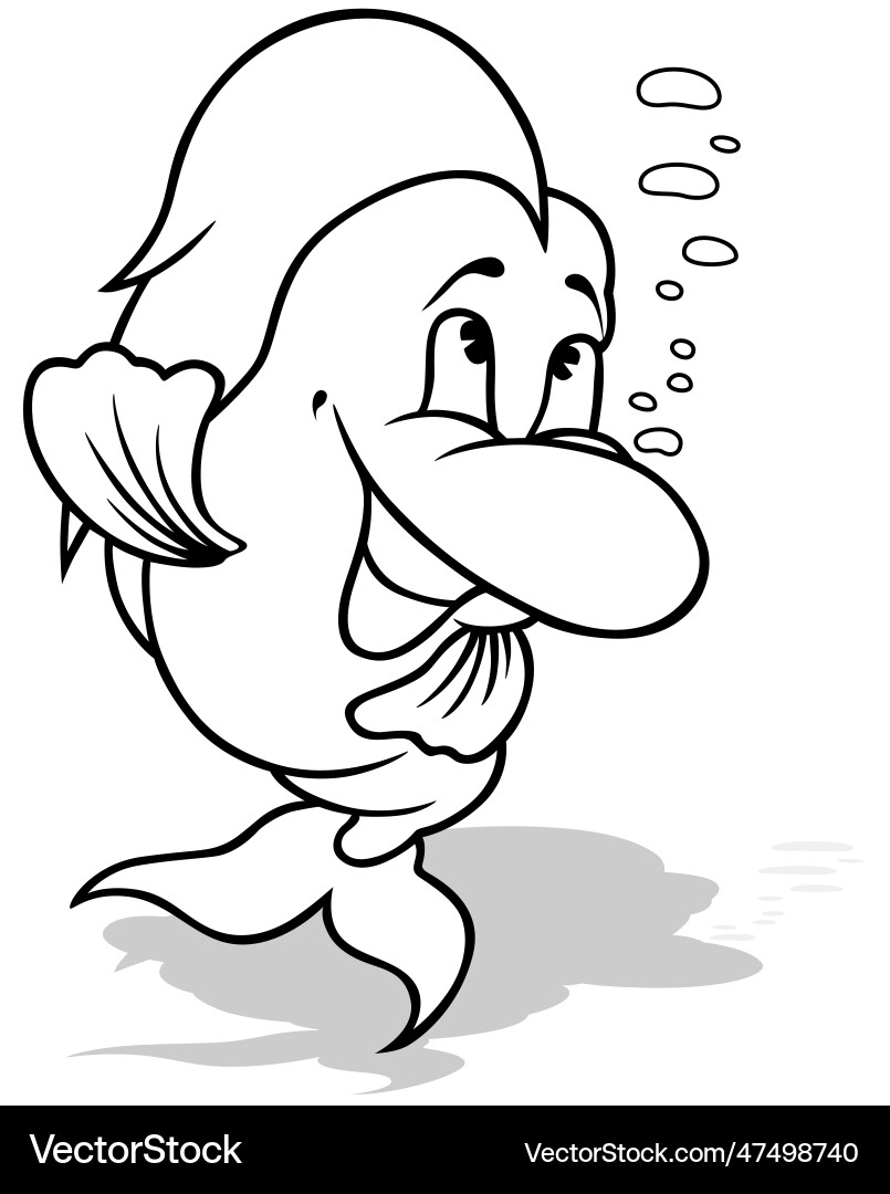 Drawing of a cheerful fish with big smile Vector Image