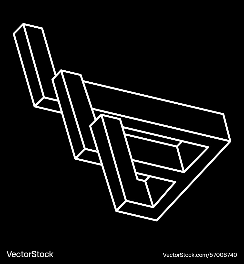 Impossible object optical art unreal geometric Vector Image