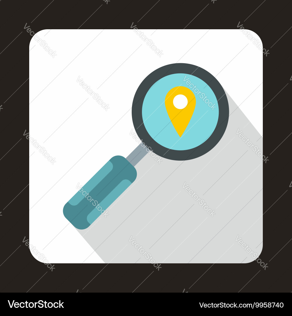 Magnifying glass and pin pointer icon flat style vector image