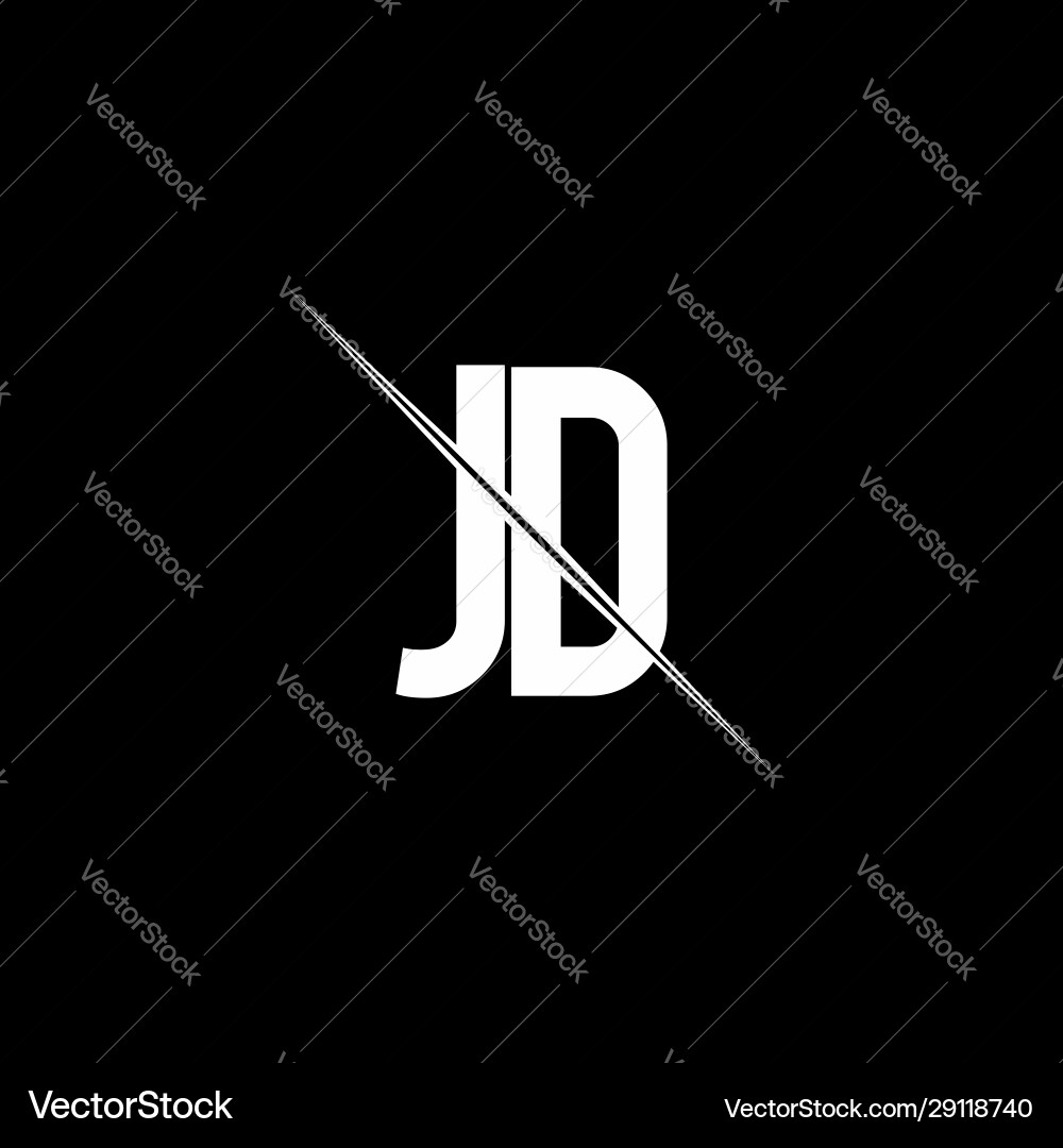 Monogram Logo with Slash - JD Initial vector image