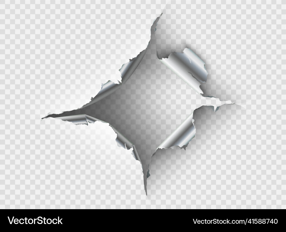 Ragged Hole Torn in Ripped Metall auf Transparent Ragged Hole Torn in Ripped Metall auf Transparent vektorbild