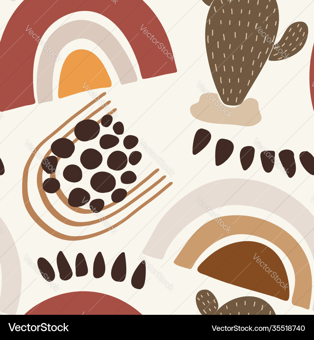 Rainbow Cactus Pattern Vector Image