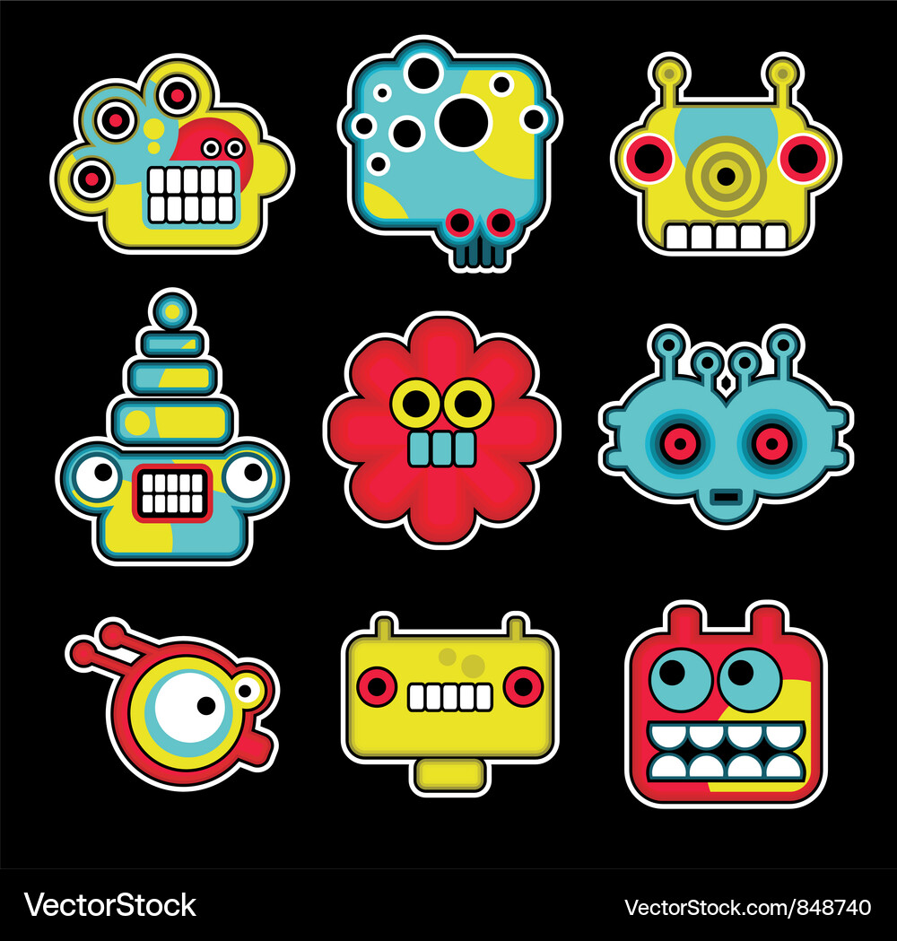 Robot Face Expressions Vector Image