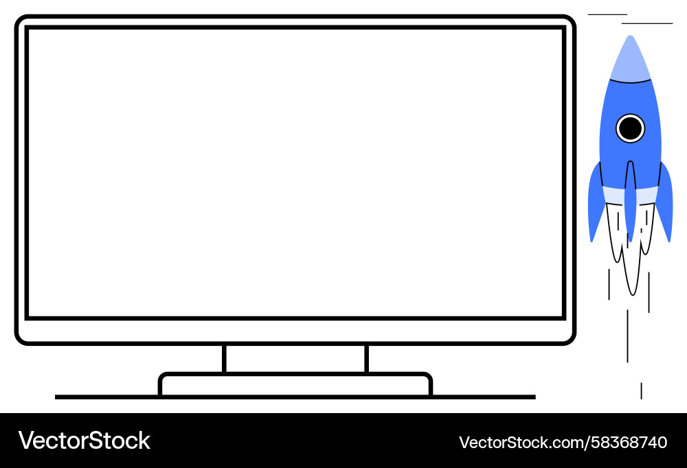 Rocket Launching with Computer Screen Vector Image