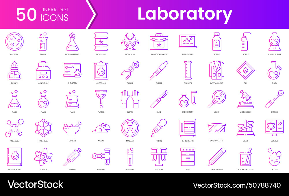 Set of laboratory icons gradient style icon bundle Vector Image