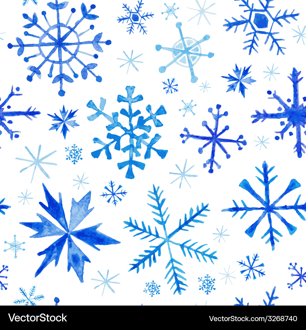 Wasserfarbe Schneeflocke Winter Hintergrund Vektorbild
