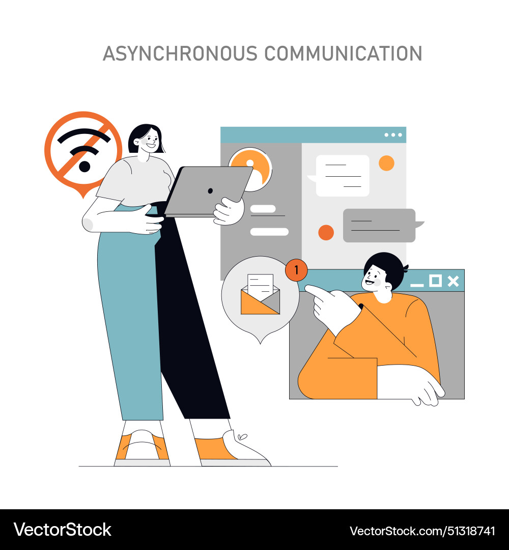 Asynchronous communication concept Asynchronous communication concept Vector Image