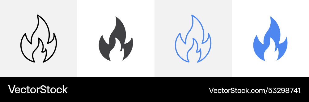 Flame icon set use for web ui or app Vector Image