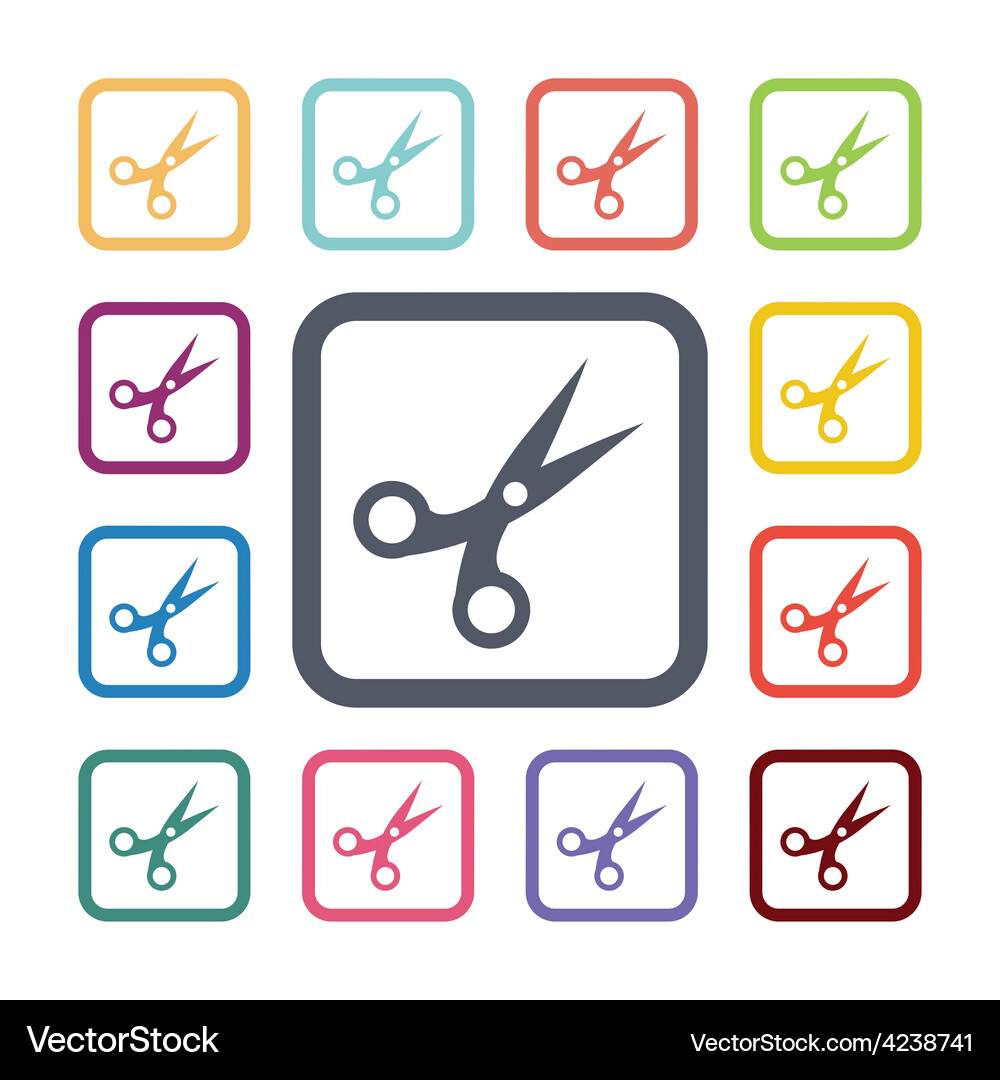 Scissors flat icons set Vector Image
