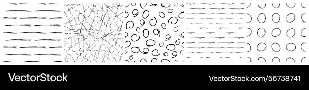 Set of seamless patterns with scribble smears Set of seamless patterns with scribble smears vector image