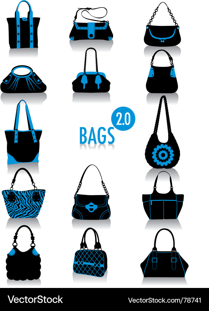 Two-Tone Shoulder Bag Silhouettes Vector Image