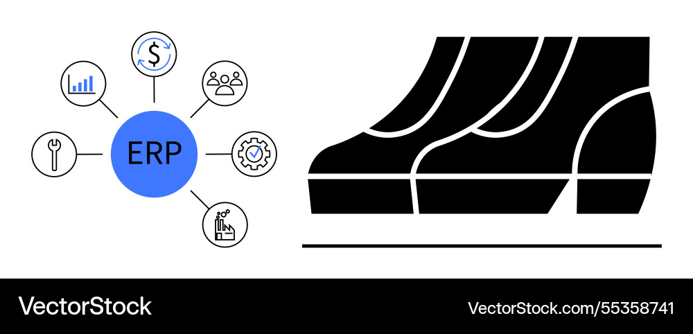 Visual representation of erp system functions Visual representation of erp system functions vector image