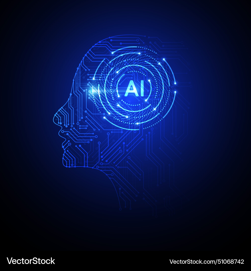 Artificial intelligence circuit line style Artificial intelligence circuit line style vector image