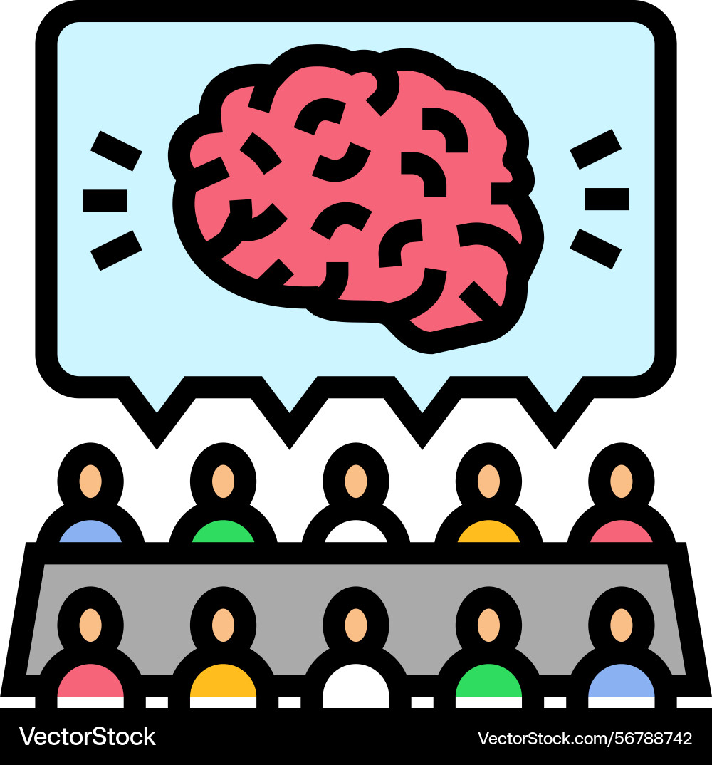 Brainstorming session research development color Brainstorming session research development color Vector Image
