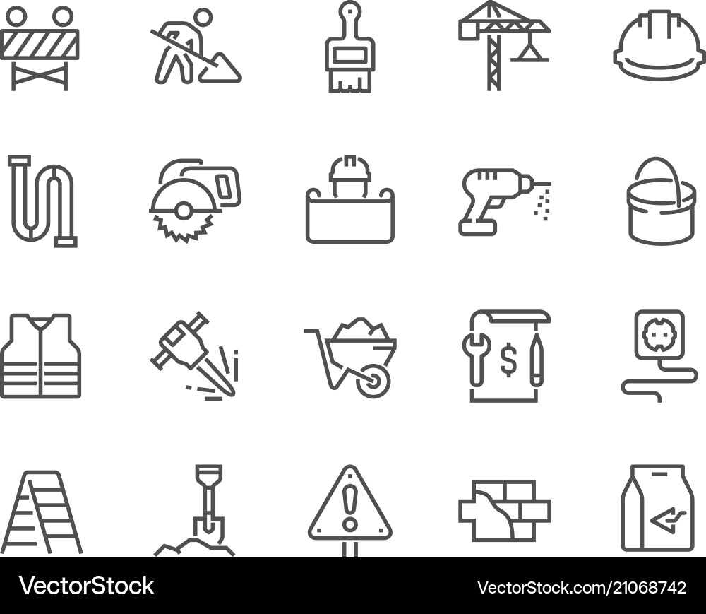 Construction Line Icons Set Vector Image