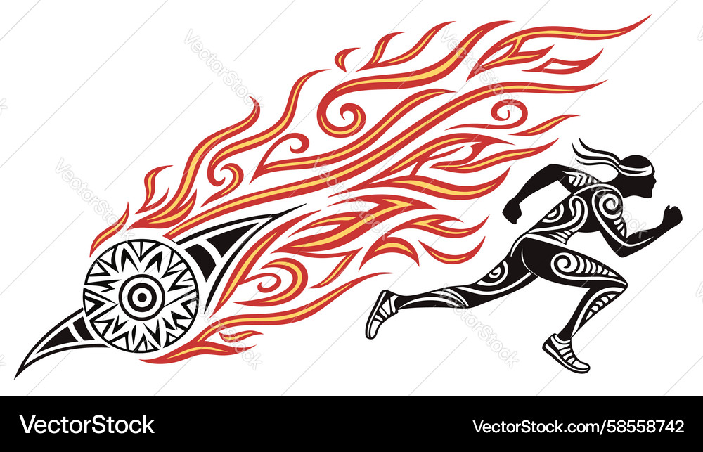 Dynamic Runner with Fiery Streak Vector Image