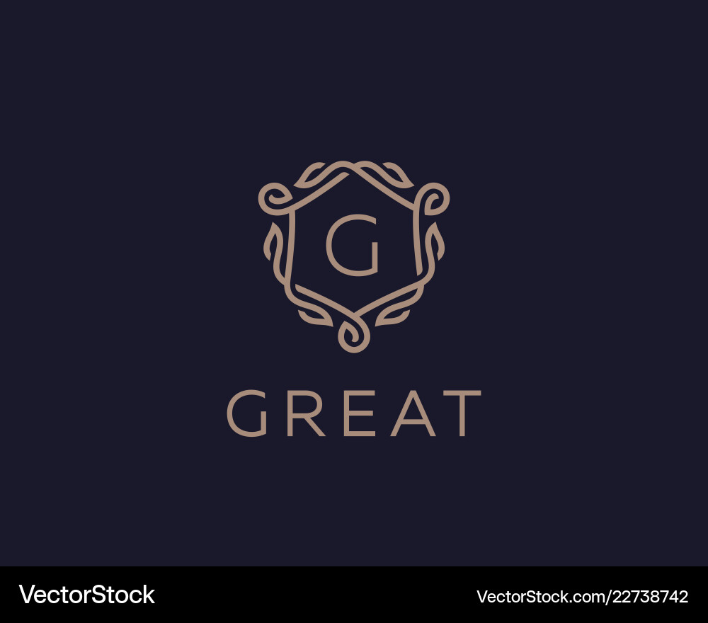 Elegant Shield Monogram Letter G Logo Vector Image