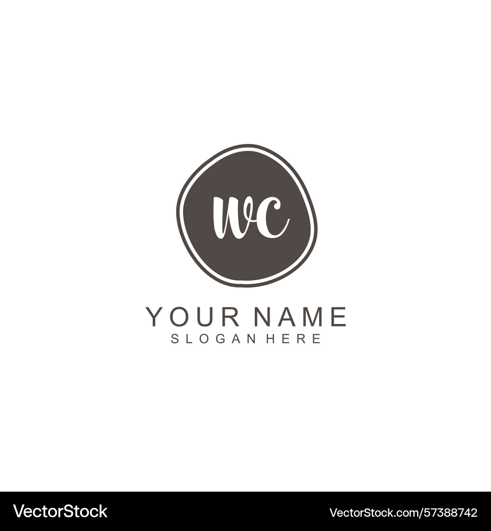 Elegant wc initial handwriting logo collection Vector Image