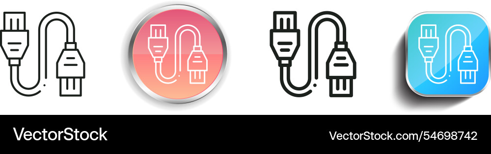 Hdmi cable icon thin linear regular and button vector image